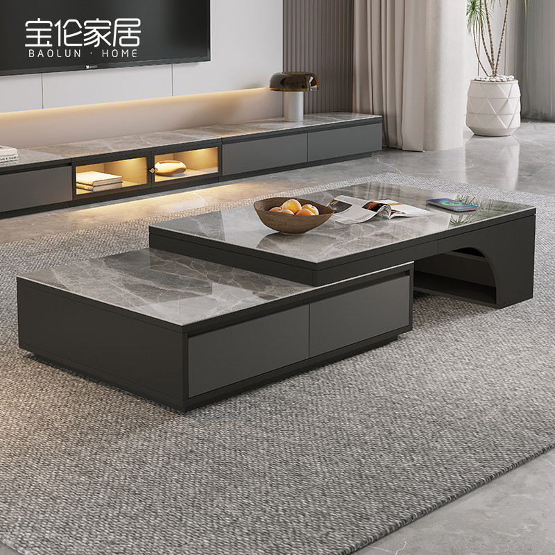 极简岩板茶几轻奢现代小户型客厅定制可伸缩充电茶几电视柜组合,住宅家具,茶几,淘宝优惠券,粉丝福利购,淘宝优惠卷