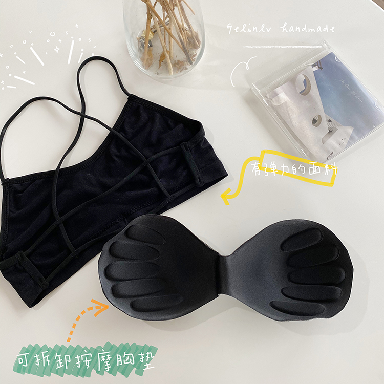 Real price real shot simple solid color crossed shoulder strap suspender small bra