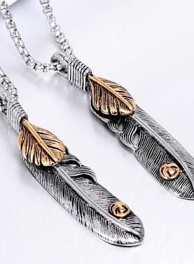 Goro's高桥吾郎钛钢羽毛吊坠 潮男女时尚潮人项链厂家直批 HTD550