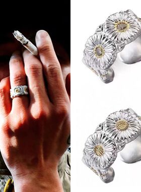 bigbandGD权志龙小雏菊戒指嘻哈同款菊花钛钢指环男女手饰品尾戒