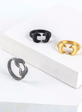 欧美个性男士钛钢戒指街头嘻哈开口创意扳手指环情侣对戒饰品批发