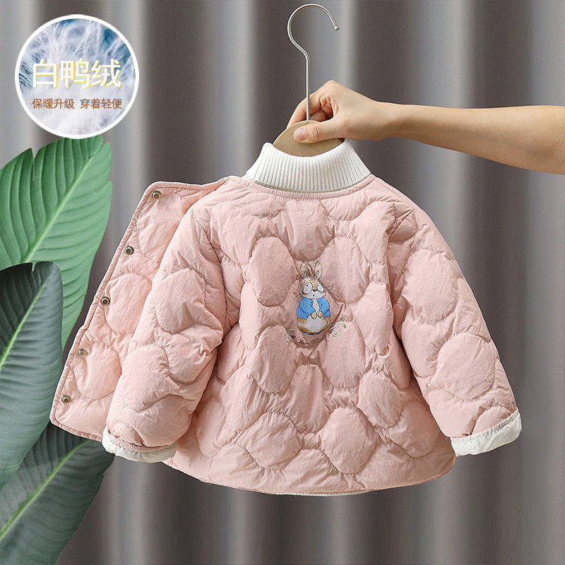 女童白鸭绒外套2025冬季新款中小童校园神器儿童轻薄内胆羽绒服冬