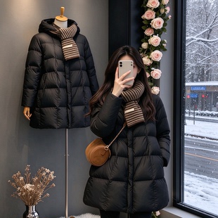 女士中长款羽绒服九成品外壳宽松显瘦半成品衣品翻新加工订做大码