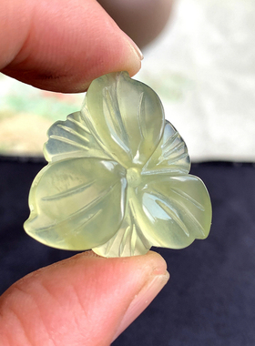 纯天然岫玉雕刻花朵佛珠饰品配件