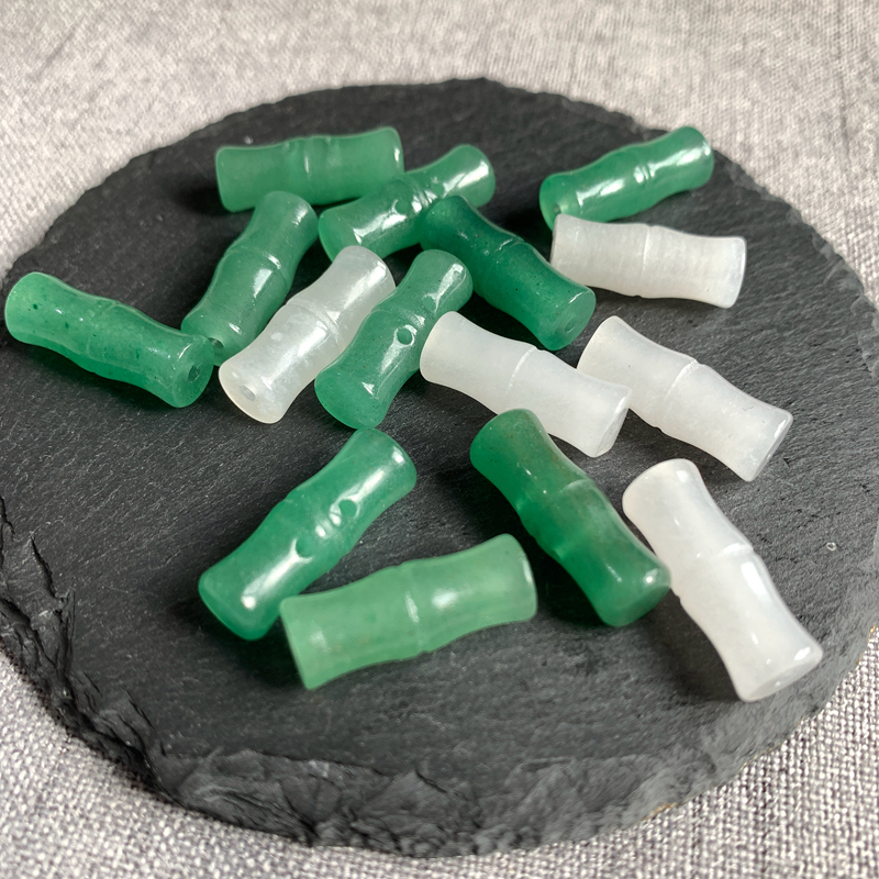 天然东陵玉双孔竹节21*8mm白玉直孔竹子节节高升纽扣DIY配件配饰