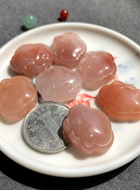 金丝玉如意锁吊坠桃花酿如意挂件