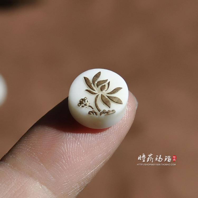 正品天然象牙果雕刻莲花散珠子观音佛手吊坠背云 diy饰品配件配饰