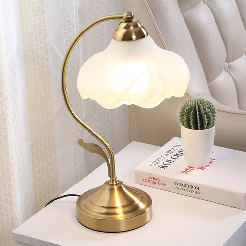 烨上玻璃卧室美式复古铁艺台灯