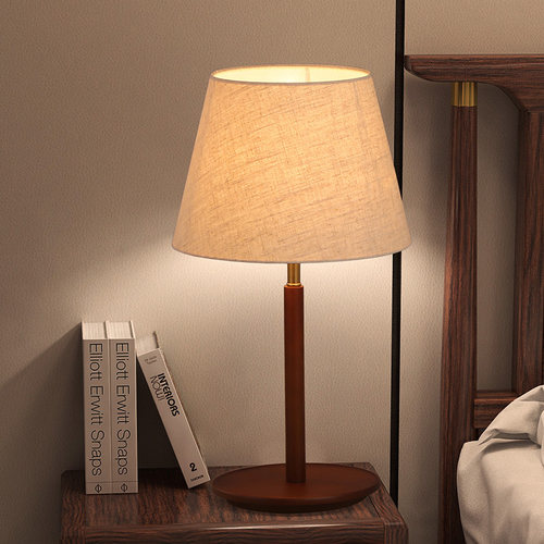 烨上布艺卧室北欧实木新中式台灯