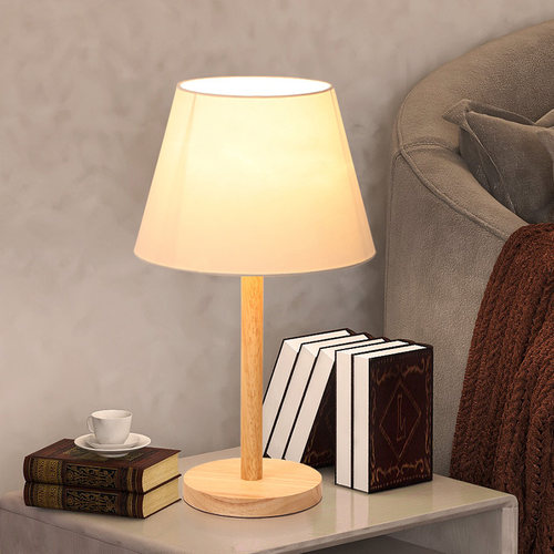 烨上布艺卧室简约现代实木台灯