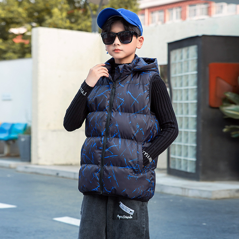 GILE男童马甲中长款冬季儿童迷彩夹棉坎肩中大童加厚背心外套