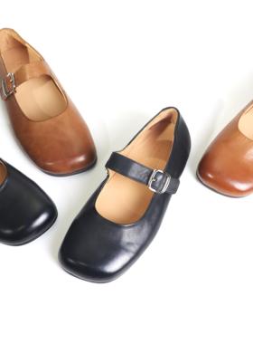 平底软皮软底不累脚浅口单鞋2025新款马皮一脚蹬玛丽珍XBH6507-1