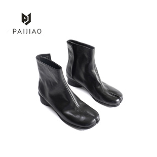 时装靴马皮瘦瘦靴园跟分趾靴女鞋短靴圆头女靴粗跟LG1128796