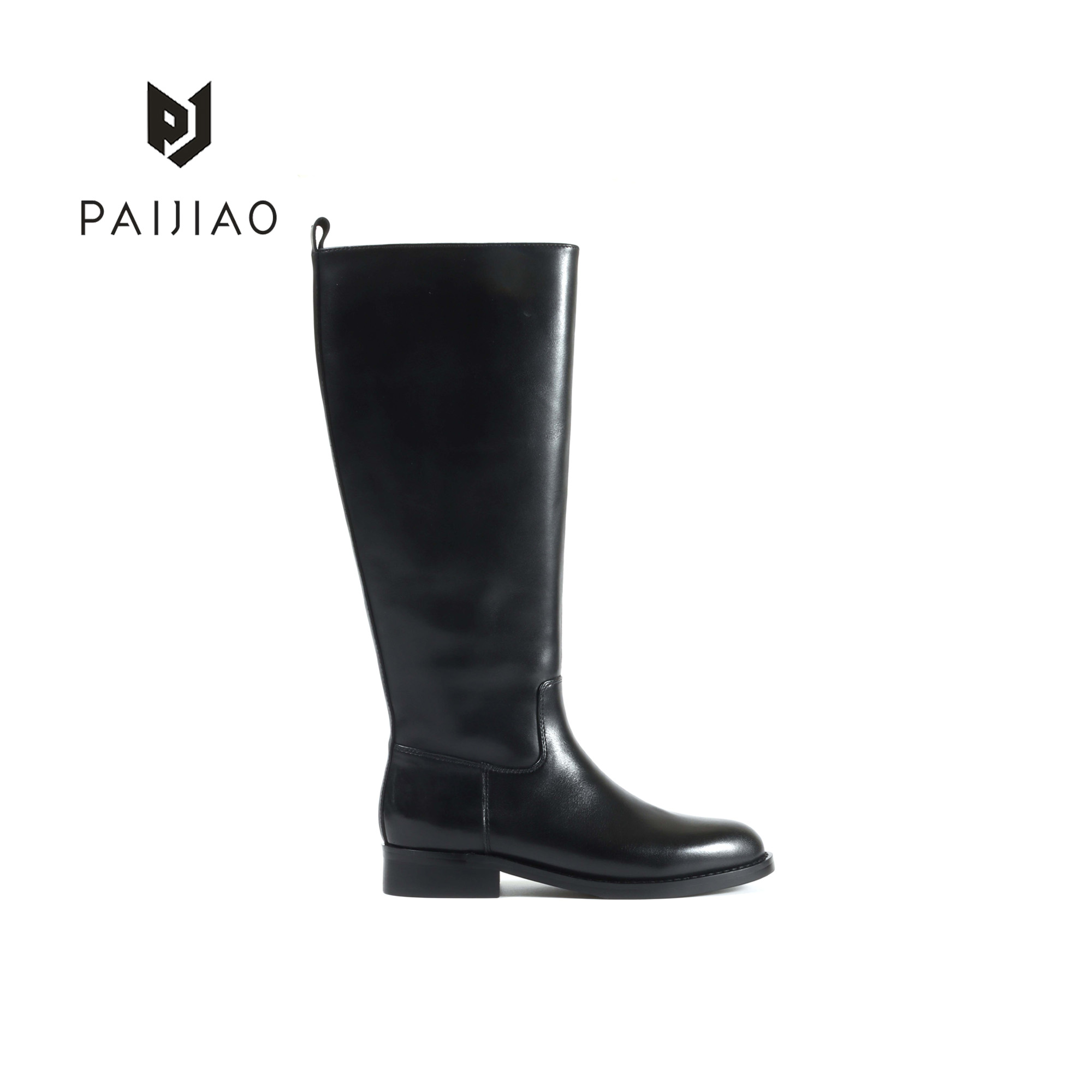 排角极简英伦风粗跟高靴