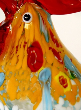 手工琉璃淄博琉璃水晶鸡摆件高档手工琉璃工艺品礼品家居客厅