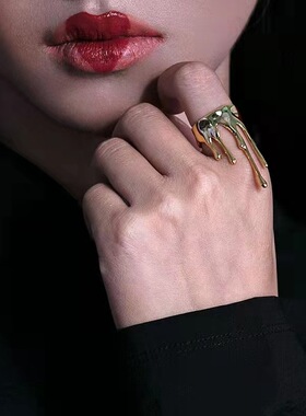 MoonWild野月亮在逃公主风格戒指流淌皇冠小众原创设计开口银戒指