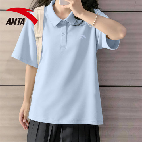 安踏短袖女宽松休闲女学生