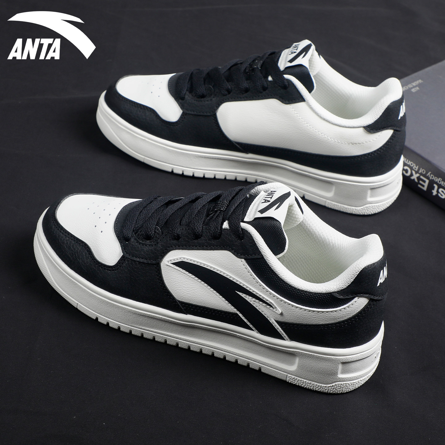 安踏黑白板鞋男鞋低帮官方旗舰轻松2026春季新款青少年休闲运动鞋