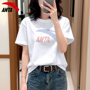 安踏正肩短袖女百搭t恤夏季2026新款小个子透气修身半袖体恤上衣