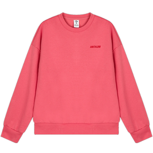 安踏卫衣女学生粉色多巴胺显白宽松2025夏季新款加绒保暖长袖体恤