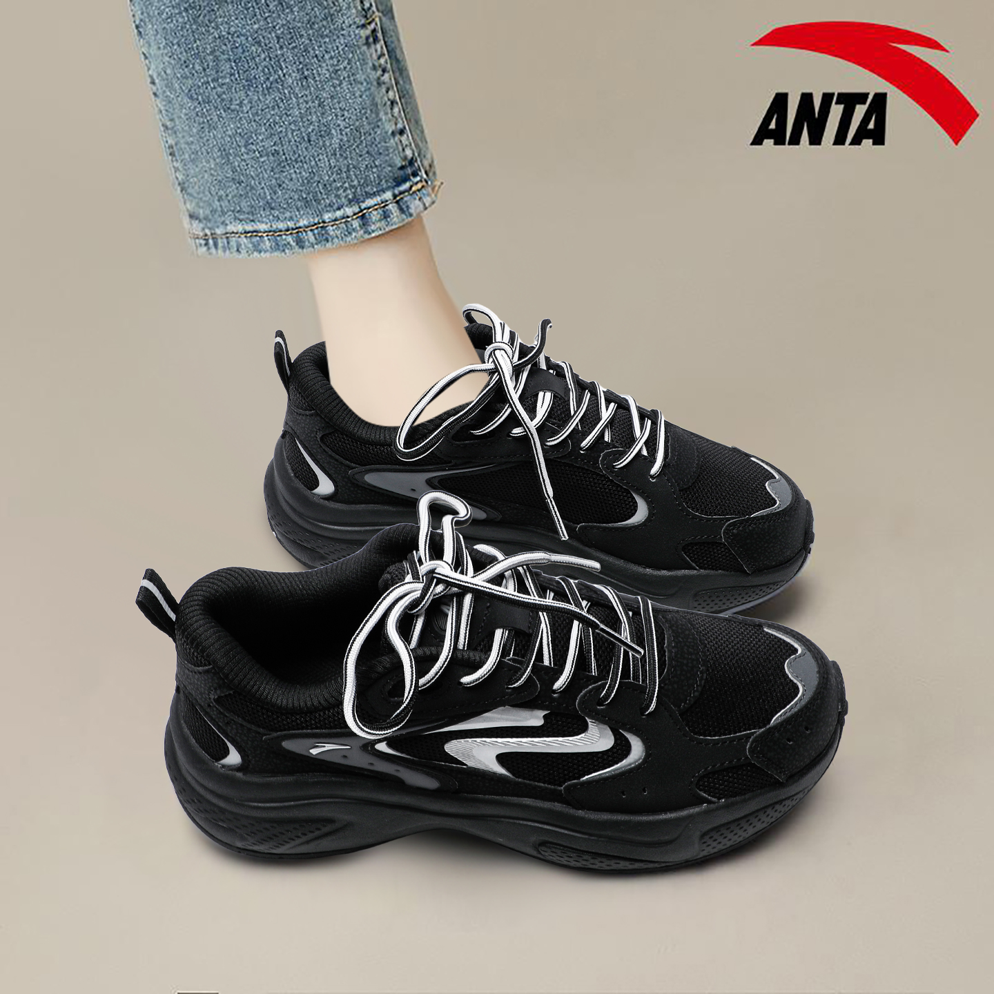 安踏星光3老爹鞋女鞋复古休闲