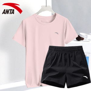 安踏速干运动套装女薄款透气短袖短裤跑步夏季新款冰丝大码瑜伽服