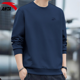 宽松外穿打底衫 安踏男款 套头圆领保暖长袖 休闲夏秋季 内搭卫衣男士