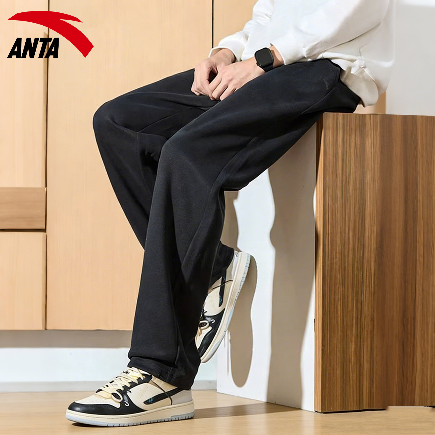 安踏运动裤男新款青少年春季直筒男生卫裤初中生宽松透气学生裤子