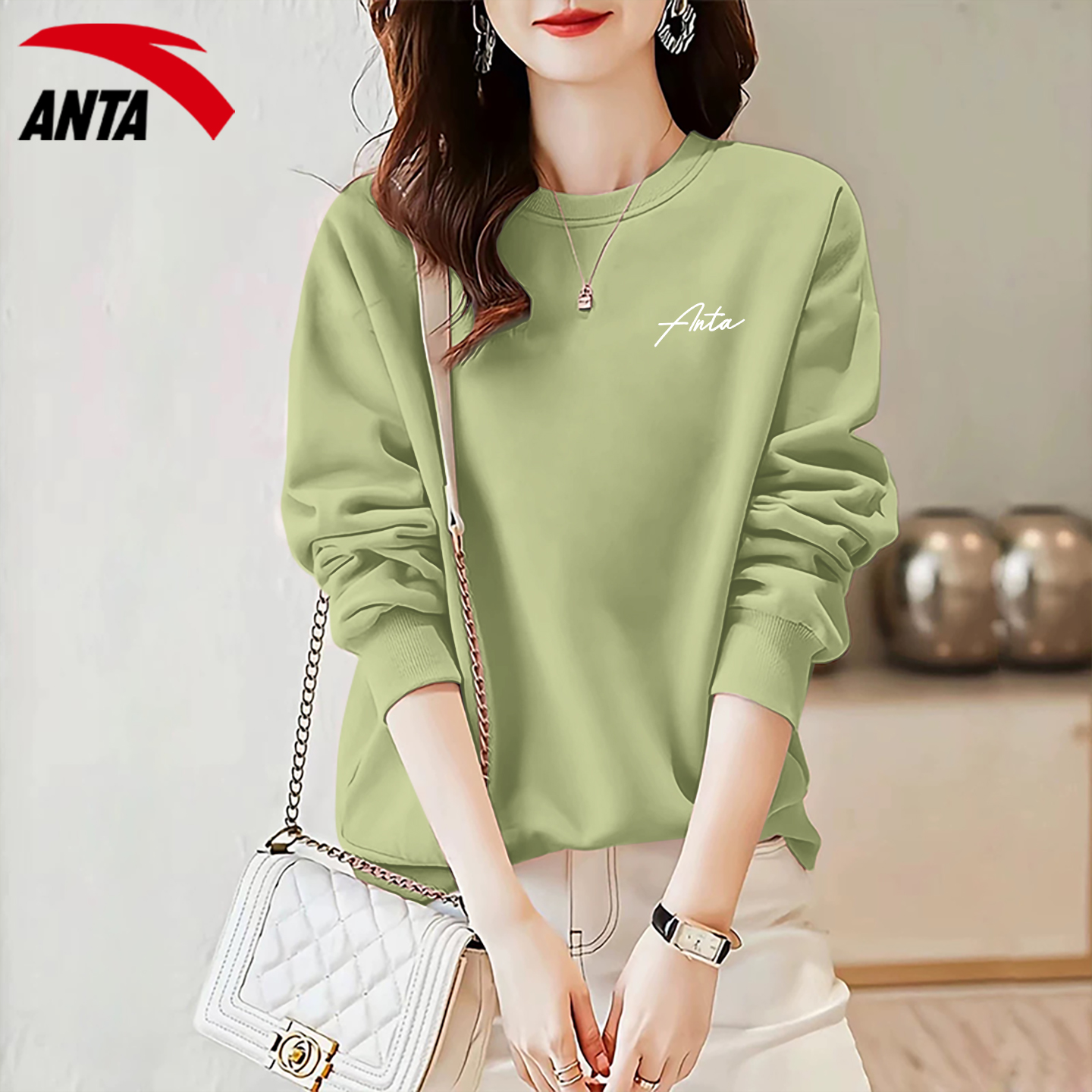 安踏圆领卫衣女款洋气百搭