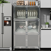 餐边柜厨房置物柜多层收纳柜不锈钢沥水碗架柜铝合金橱柜储物柜