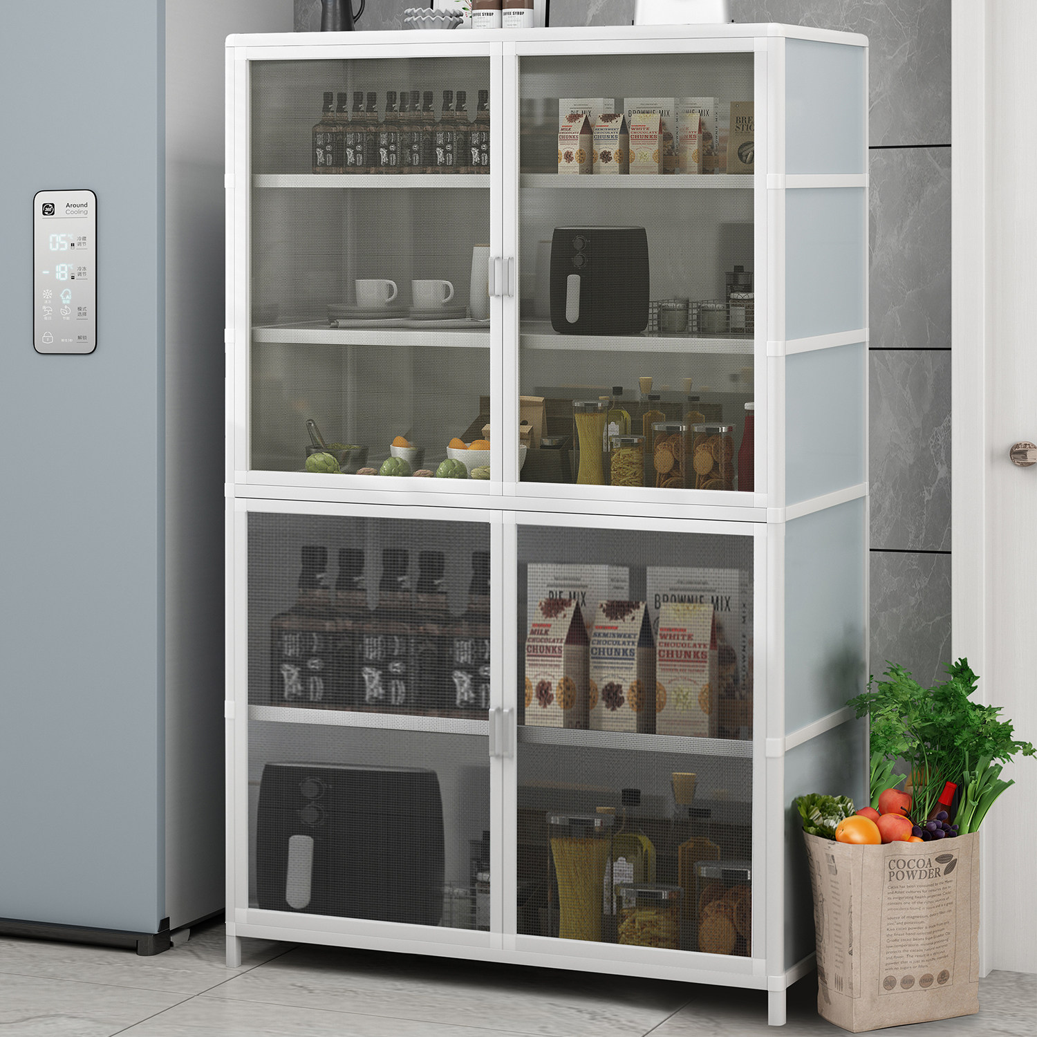 铝合金碗柜厨房收纳柜多功能防蚊虫易清洁纱网门透气储物柜橱柜,住宅家具,餐边柜,淘宝优惠券,粉丝福利购,淘宝优惠卷