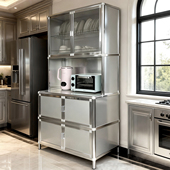 铝合金橱柜收纳柜厨房置物架落地多层餐边柜储物柜多功能家用碗柜