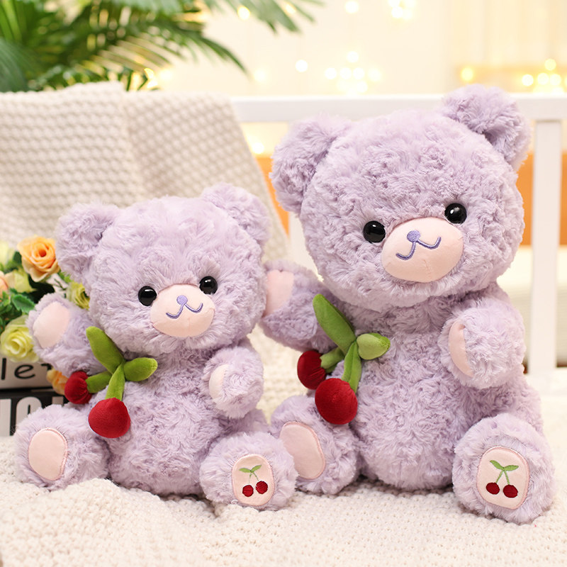 체리 곰 인형 플러시 장난감 작은 곰 보라색 귀여운 곰 테디 베어 인형 어린이를위한