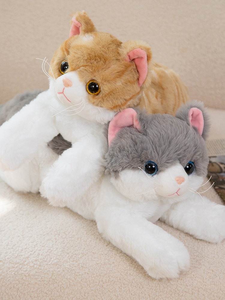 시뮬레이션 고양이 인형 얼룩 고양이 플러시 장난감 인형 고양이 별 귀여운 포옹 및 어린이를위한 진정 선물