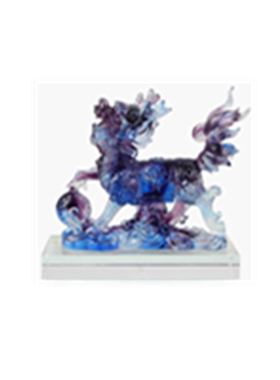 古法琉璃麒麟摆件乔迁新居礼品