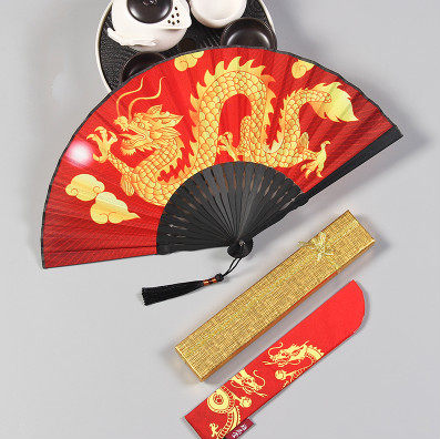 男生霸气古风小折扇中国风金龙男士扇子夏季随身便携折叠汉服竹扇