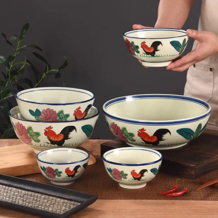 彩公鸡中式复古老式鸡公碗饭汤面碗个性家用碗餐厅酒店大号汤碗,餐饮具,碗,淘宝优惠券,粉丝福利购,淘宝优惠卷