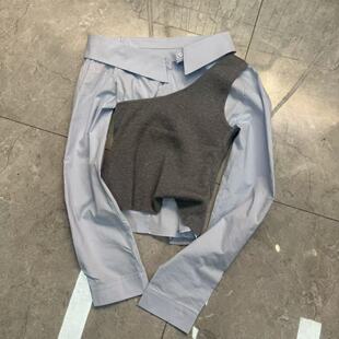 百搭衬衫 不规则露肩时尚 潮 小众设计两件衬衫 深圳南油2026早春新款