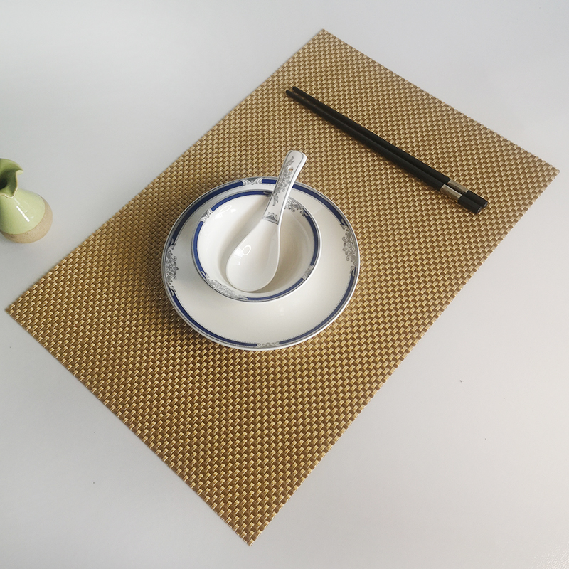 金色长方形餐垫酒店西餐垫家用餐桌垫PVC隔热垫餐盘垫定制餐桌垫
