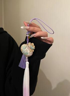 国风新中式仿宋锦福禄福袋双面刺绣车载挂饰汉服吊坠流苏挂饰挂件
