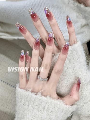 vision多肉腮红渐变钻穿戴甲