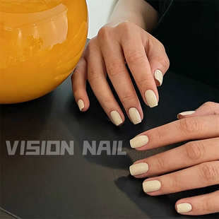 簡約豆漿米白色純色短款 美甲可拆卸手工成品穿戴甲片 NAIL VISION