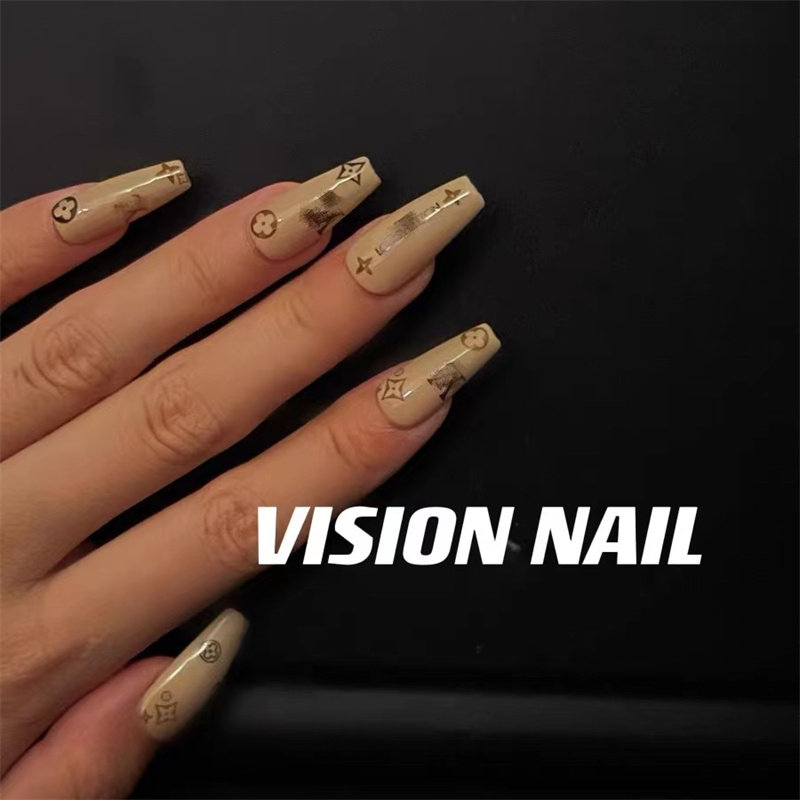 vision nail 大牌老花logo美甲贴片成品可拆卸穿戴甲片