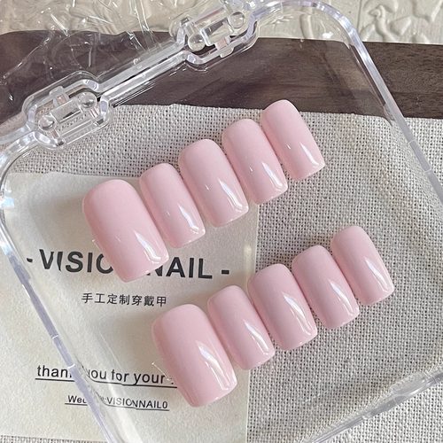 BABY粉纯色手工穿戴甲