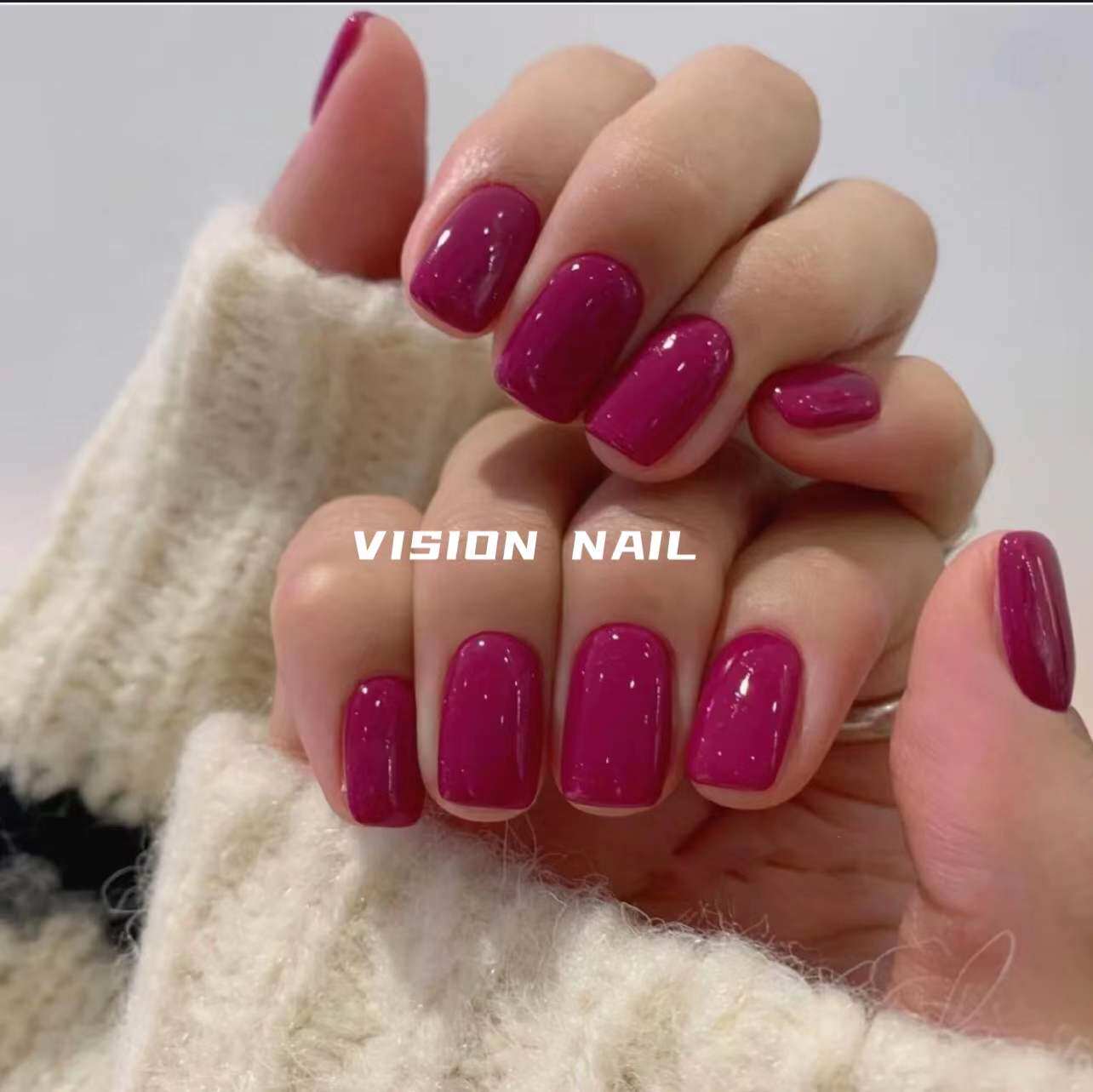 vision nail 火龙果纯色美甲贴片成品可拆卸穿戴甲片