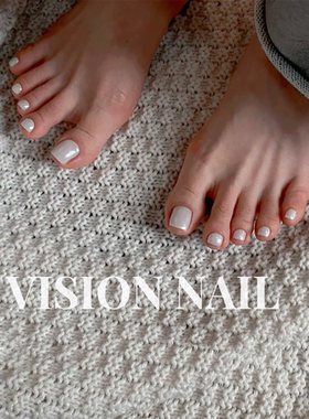 VISION NAIL脚上的白月光绸缎珠光脚美甲贴片成品可拆卸穿戴甲片