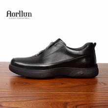 男士皮鞋真皮一脚蹬套脚秋季新款头层牛皮软底软面皮商务休闲男鞋