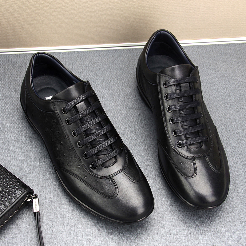 头层牛皮制作 软皮软底舒适时尚鸵鸟纹