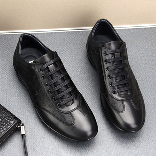 男款皮鞋真皮休闲鞋春秋时尚豆豆鞋耐磨防滑头层牛皮男式休闲皮鞋