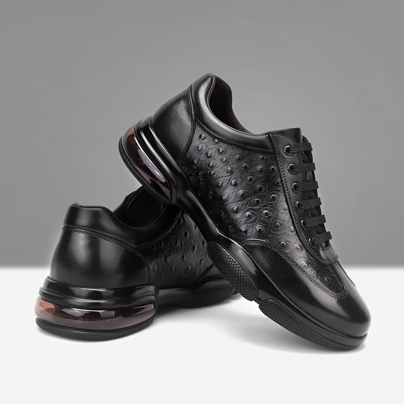 秋冬气垫厚底男款运动真皮皮鞋